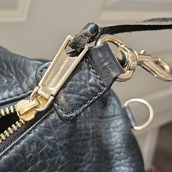 REBECCA MINKOFF Julian Large Backpack BLACK Gold Pebbled Leather - Picture 8 of 16